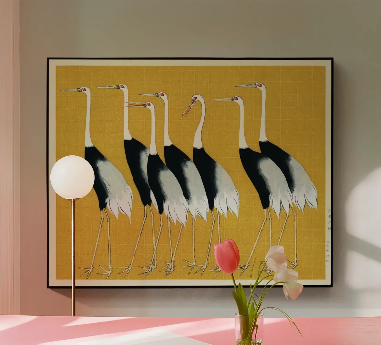 Japanese Cranes print metacrilato de Classic Art Prints
