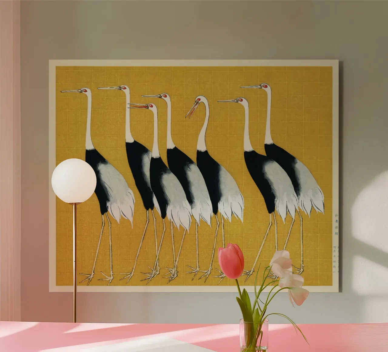 Japanese Cranes print pannello forex da Classic Art Prints
