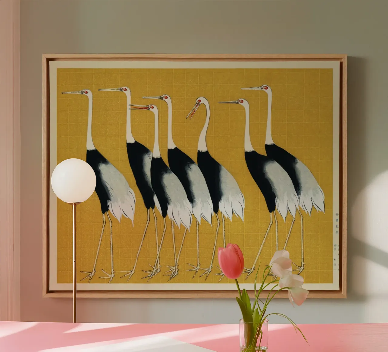 Japanese Cranes print tela da Classic Art Prints