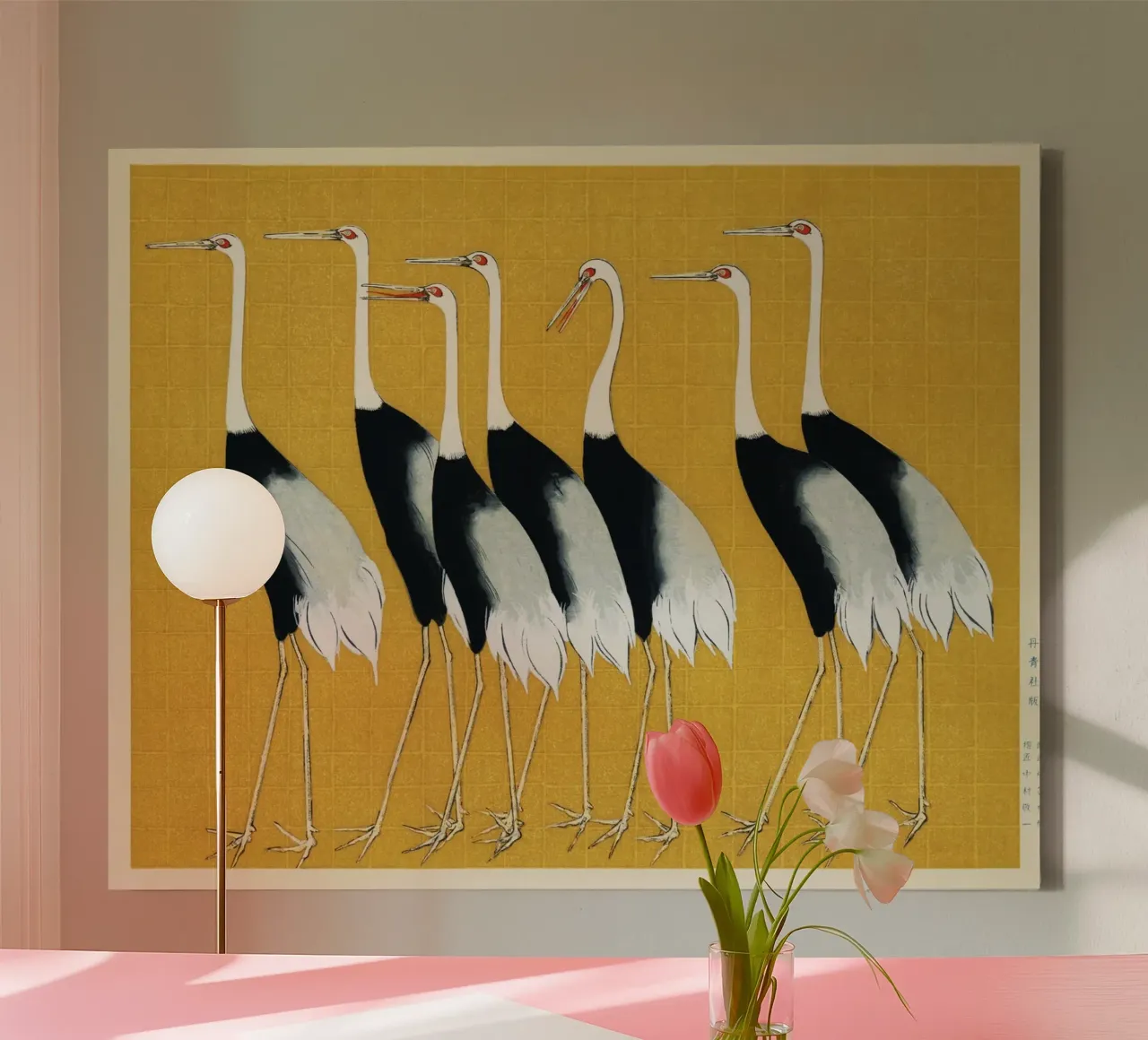 Japanese Cranes print tela da Classic Art Prints