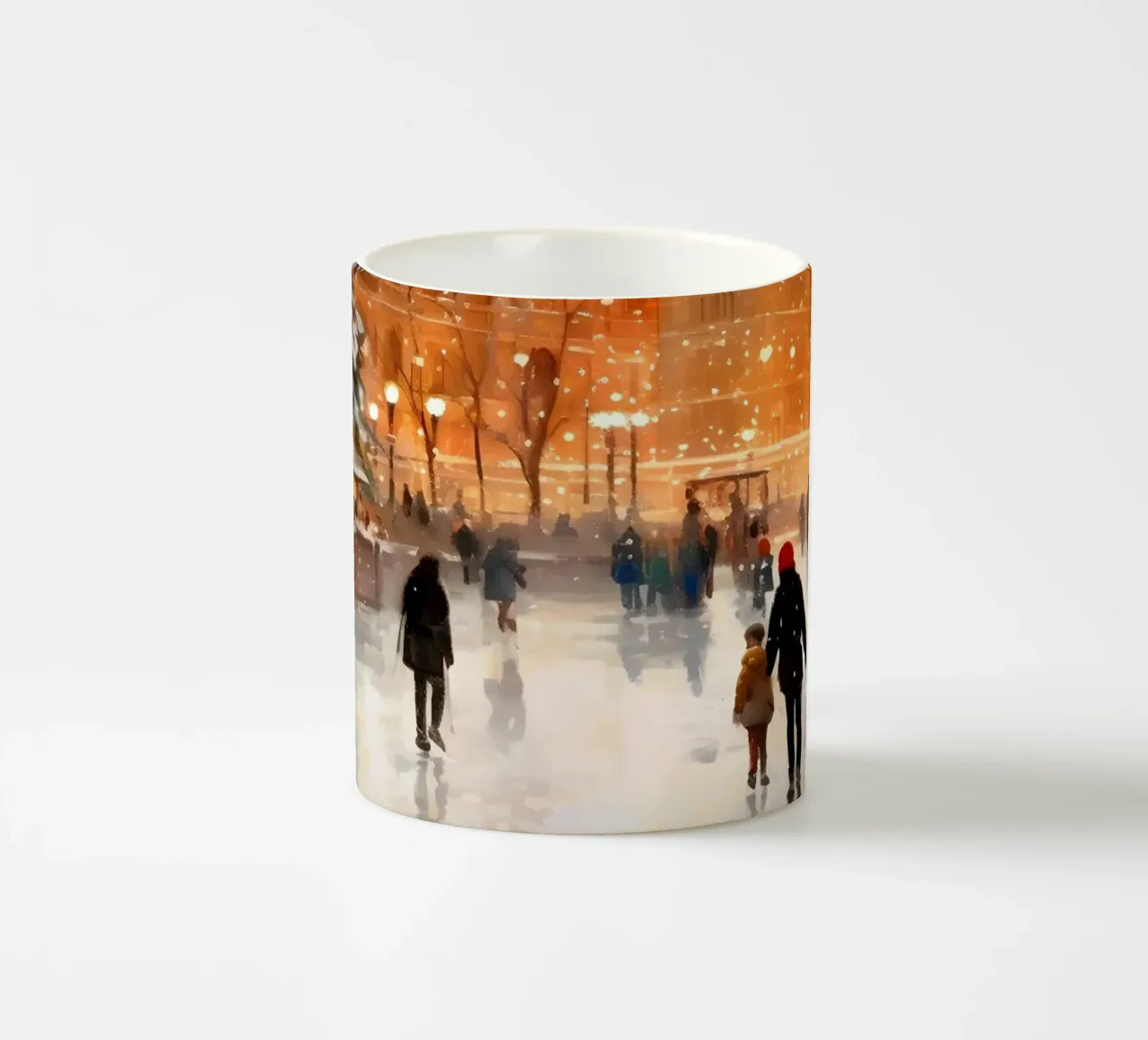 Serata invernale in piazza - pattinaggio sul ghiaccio al chiarore delle luci tazza in ceramica da Studio Vibe