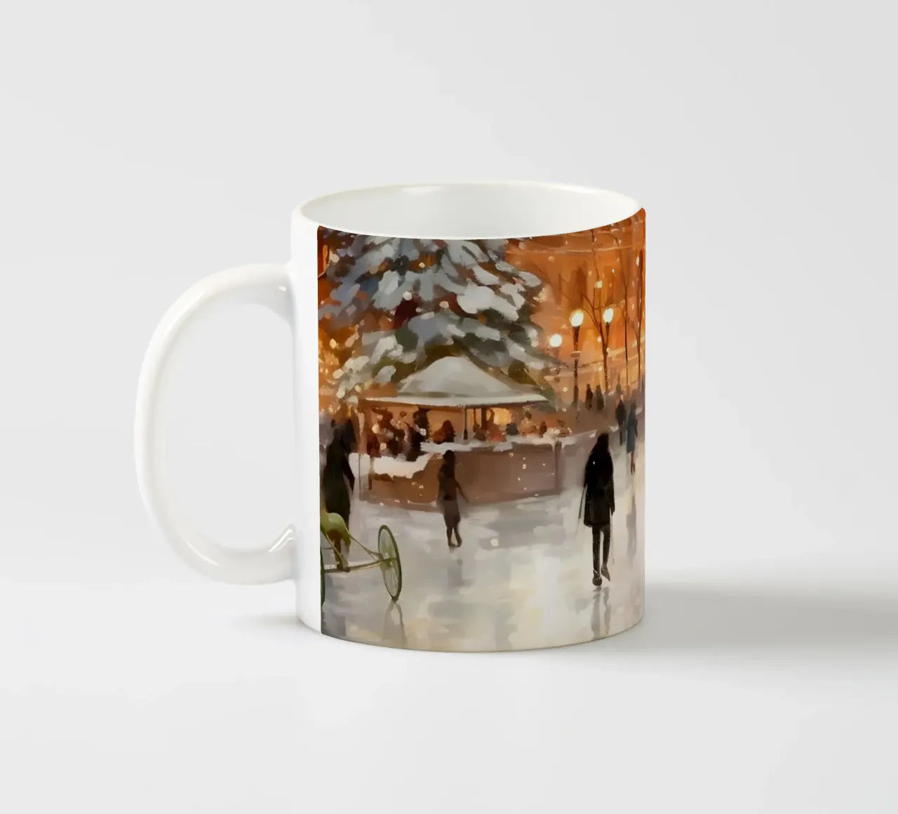 Serata invernale in piazza - pattinaggio sul ghiaccio al chiarore delle luci tazza in ceramica da Studio Vibe