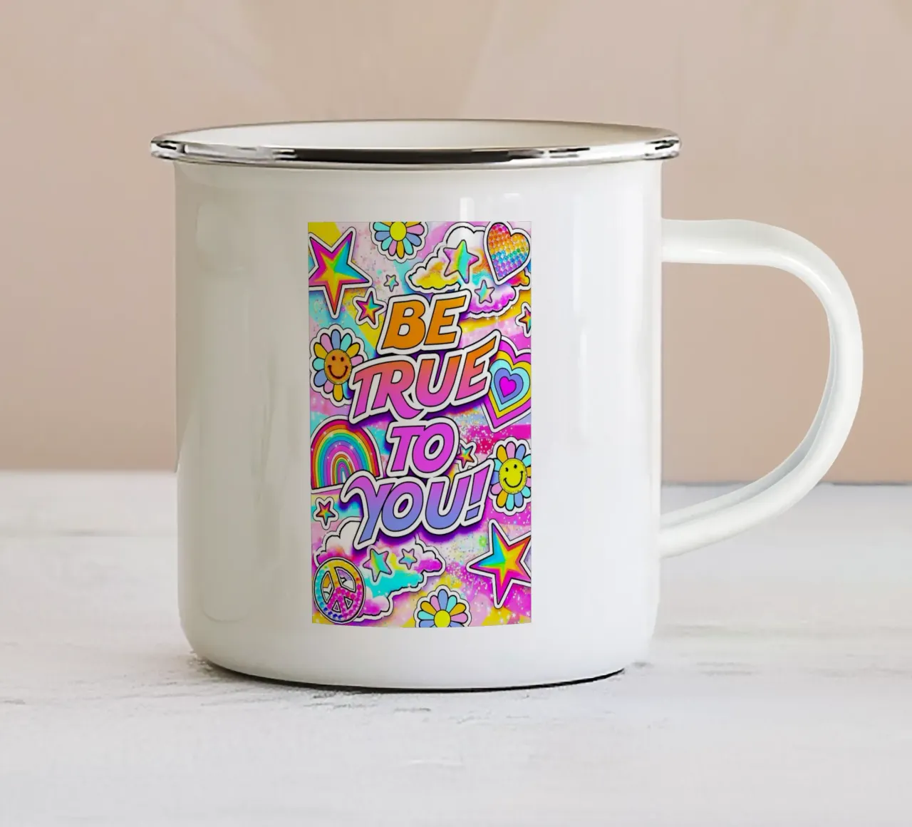 Siate fedeli a voi stessi tazza in smalto da Jess Stempel