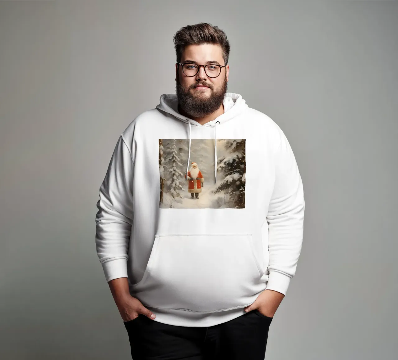 Babbo Natale nella foresta innevata - idillio invernale felpa con cappuccio da Studio Vibe
