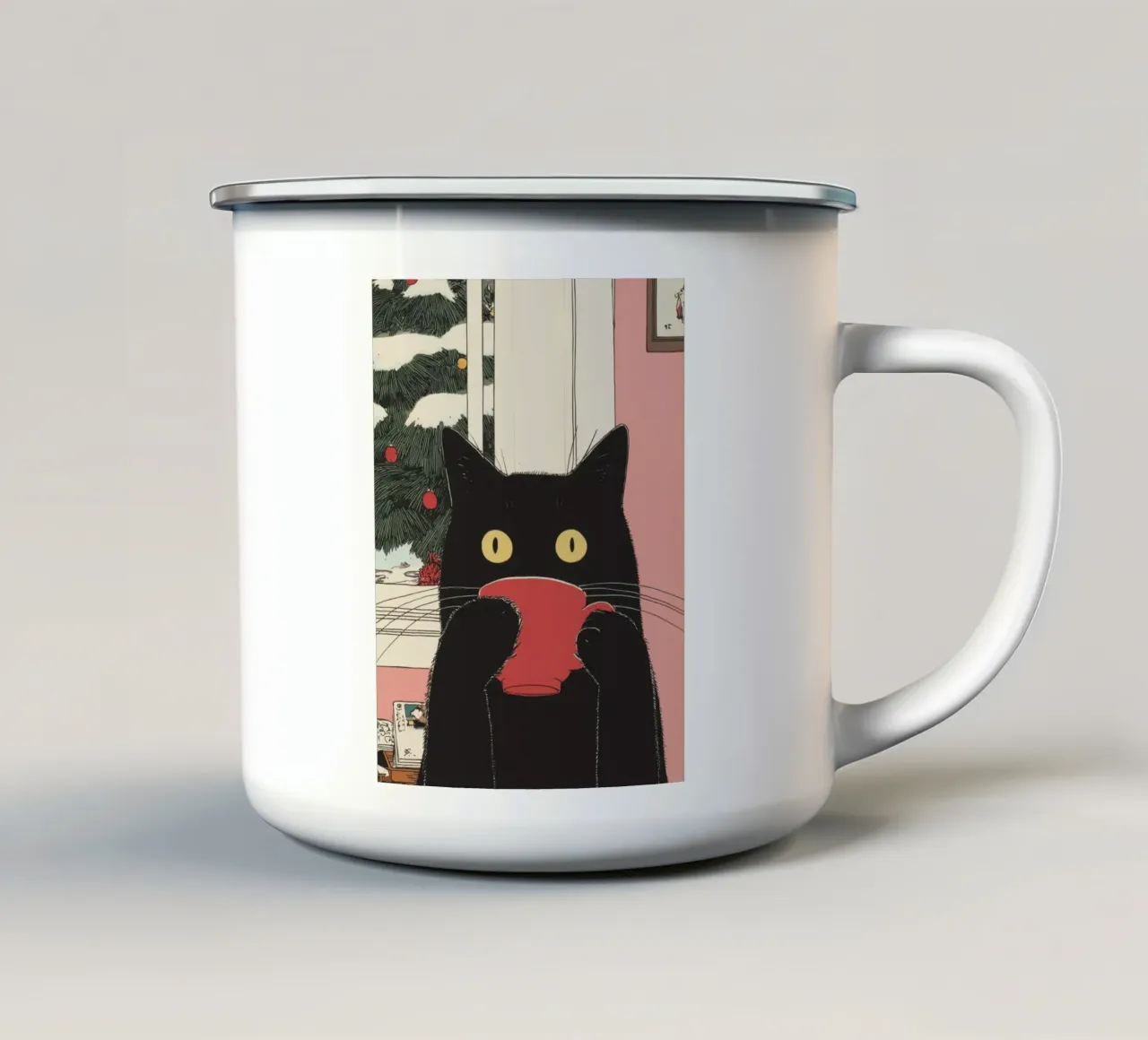 Black Cat & Coffee | Giappone Inspiring | Vino caldo di Natale tazza in smalto da Kaji