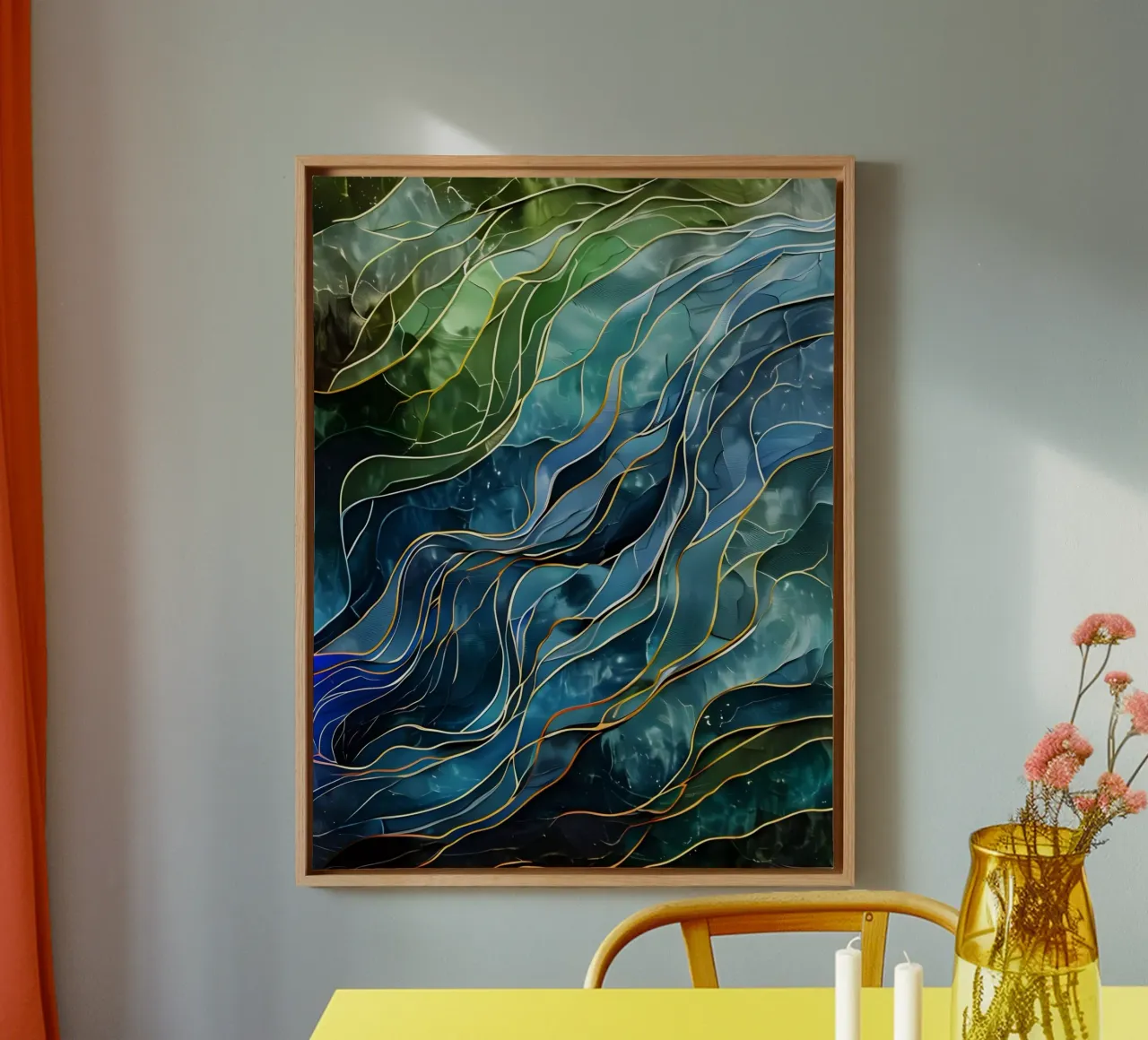 Hemelse stromingen canvas met Baklijst van Artistic-shop