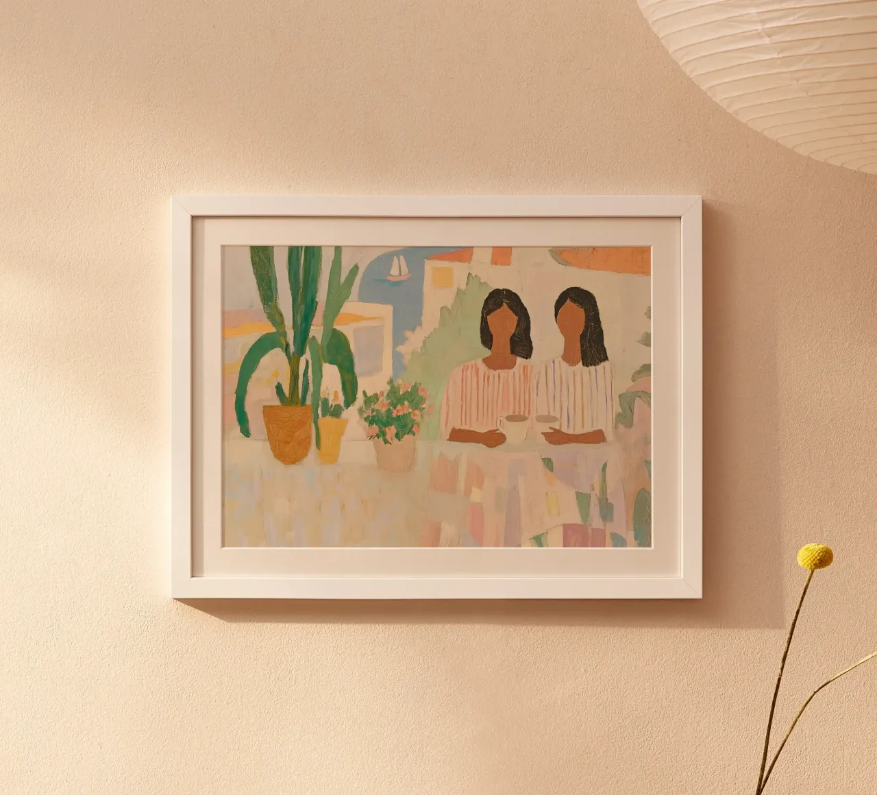 Conversation côtière : Boho minimaliste Deux femmes et un cactus hahnemühle de dawnthesea