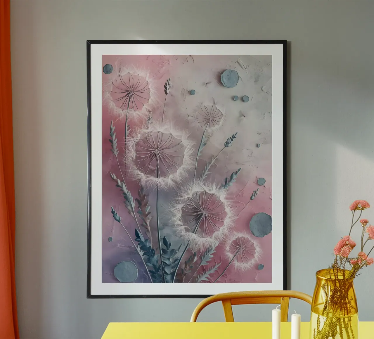 Denti di leone che sussurrano poster con telaio in alluminio da Artistic-shop