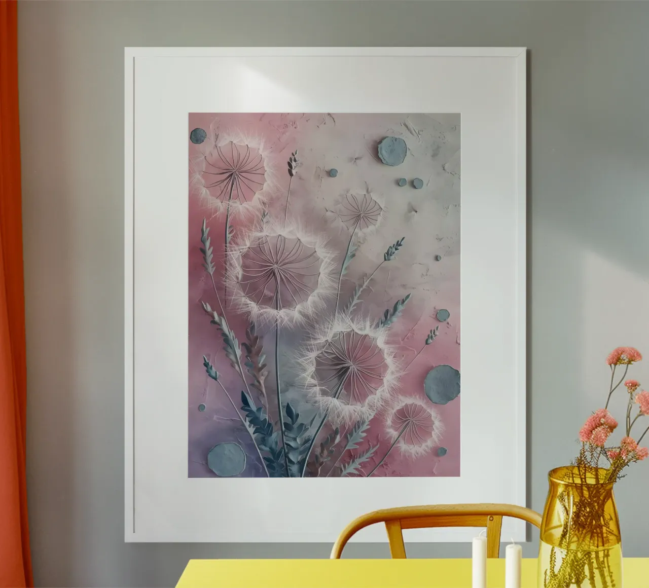 Denti di leone che sussurrano poster con telaio in alluminio da Artistic-shop