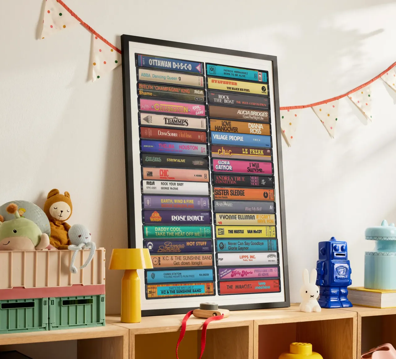 Stampa Disco Music - Disco Anthems Wall Art poster con telaio in alluminio da MrMustardPrints