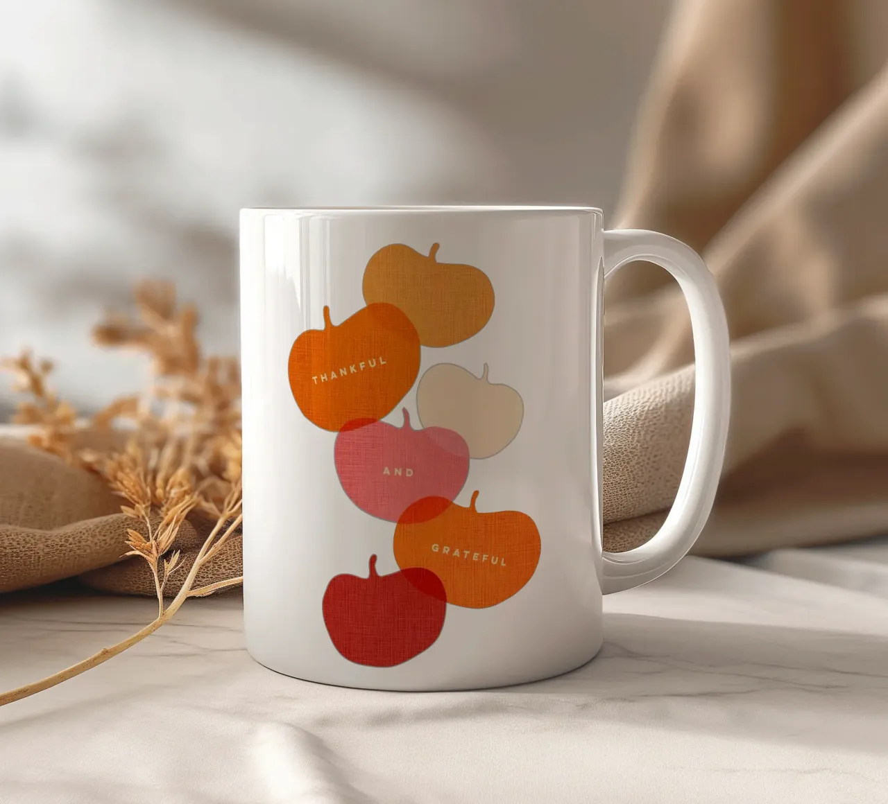 Gratitudine e riconoscenza - Arte della zucca autunnale minimale tazza in ceramica da Dominique Vari