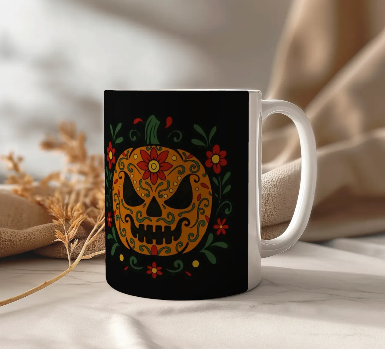 Teschio di zucca di zucchero tazza in ceramica da Loobs