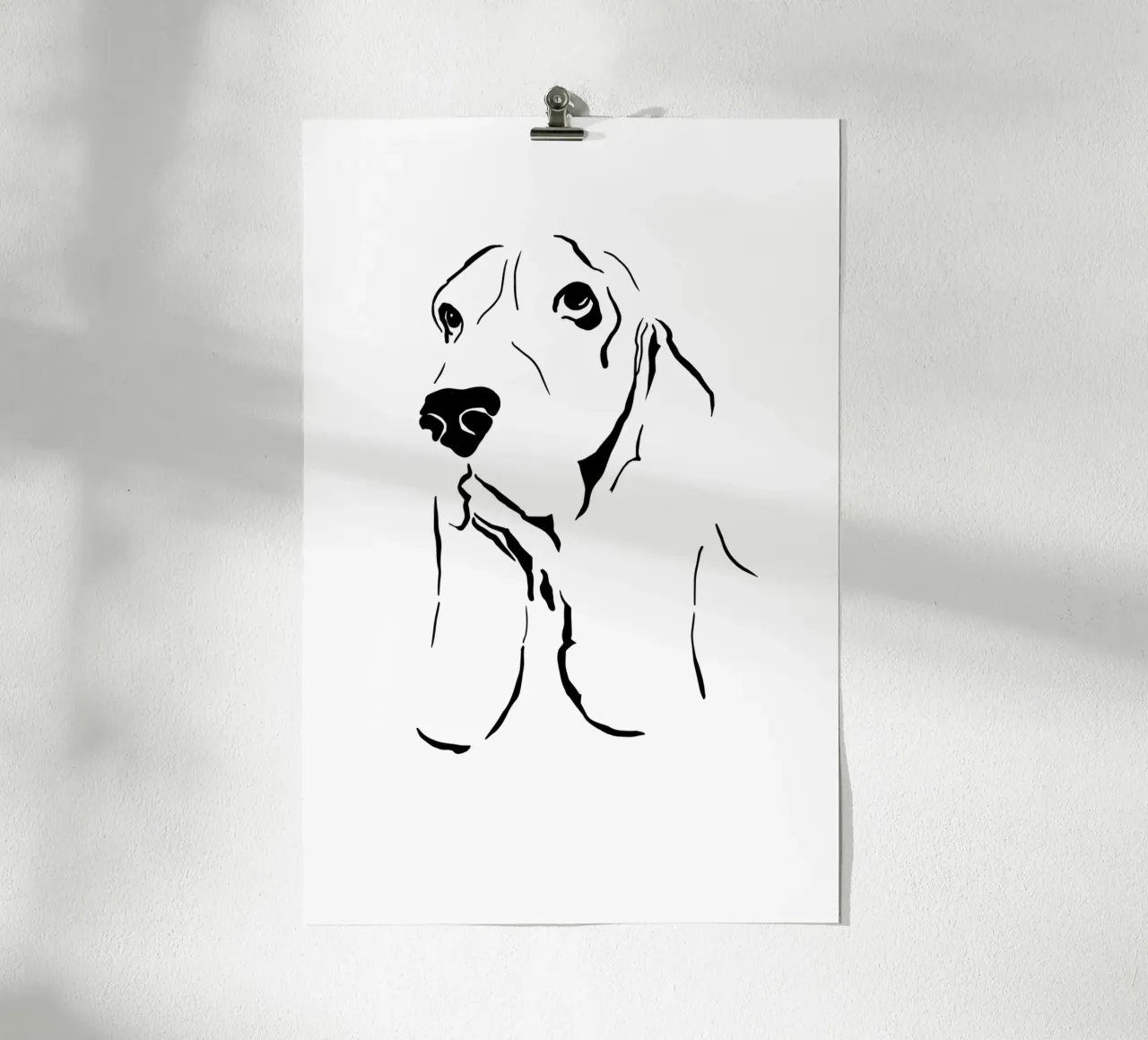 Basset hound perro dibujo línea de arte negro blanco hahnemühle de Studio Patruschka