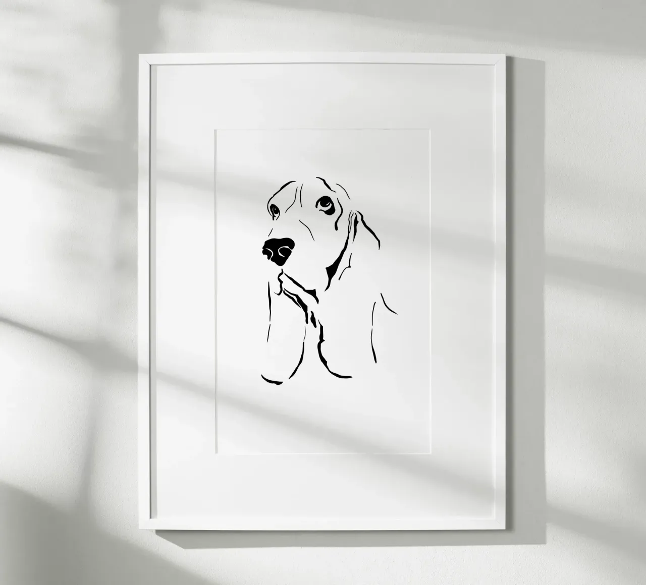 Basset hound perro dibujo línea de arte negro blanco hahnemühle de Studio Patruschka