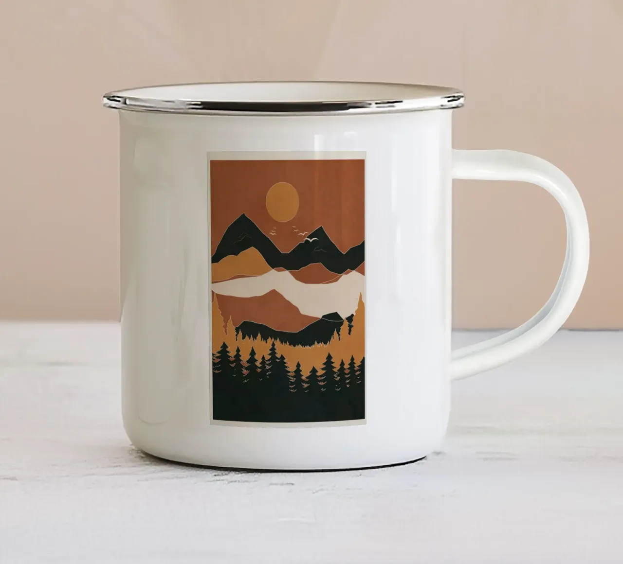 Minimal Abstract Art Landscape 01 tazza in smalto da Nadjaa