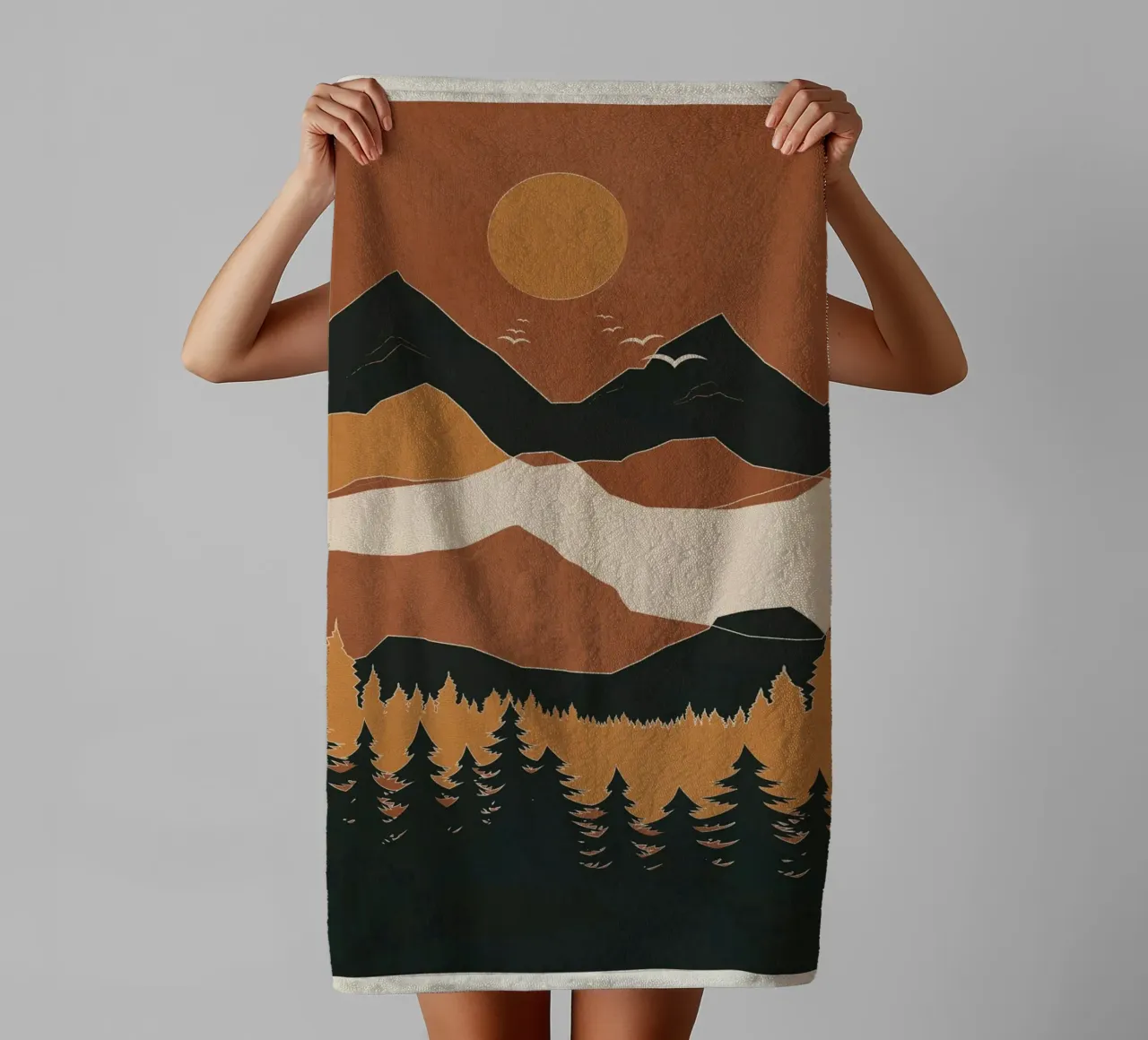 Minimal Abstract Art Landscape 01 towel by Nadjaa
