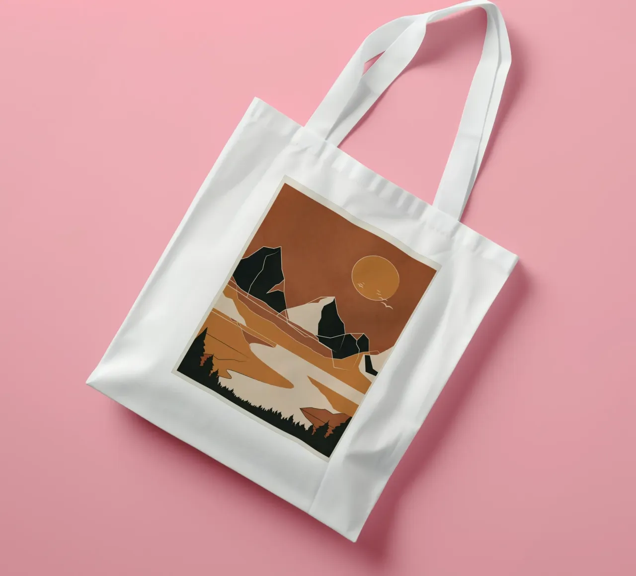 Minimal Abstract Art Landscape 02 borsa in juta da Nadjaa