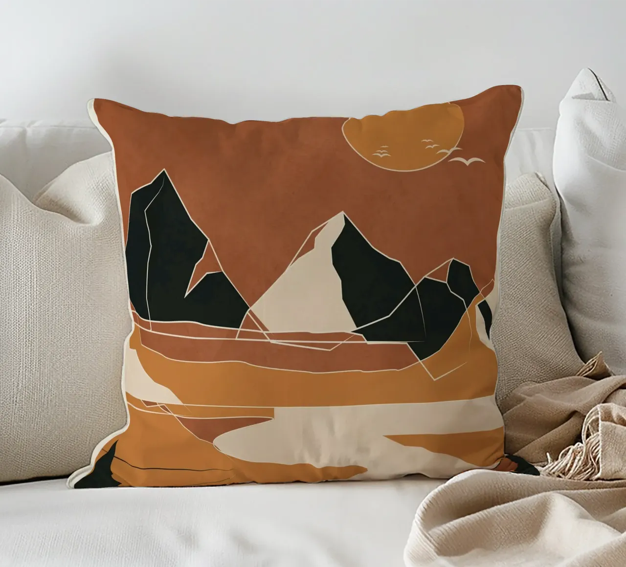 Minimal Abstract Art Landscape 02 cuscino da Nadjaa