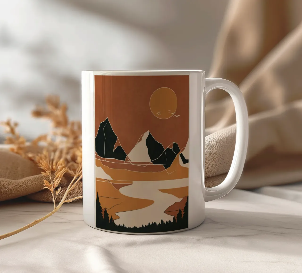 Minimal Abstract Art Landscape 02 tazza in ceramica da Nadjaa