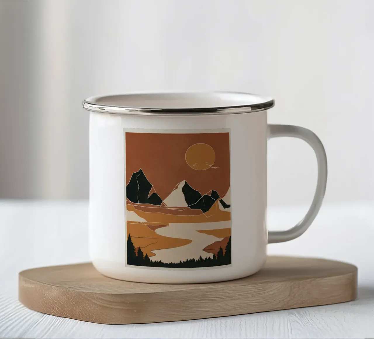 Minimal Abstract Art Landscape 02 emaille mok van Nadjaa