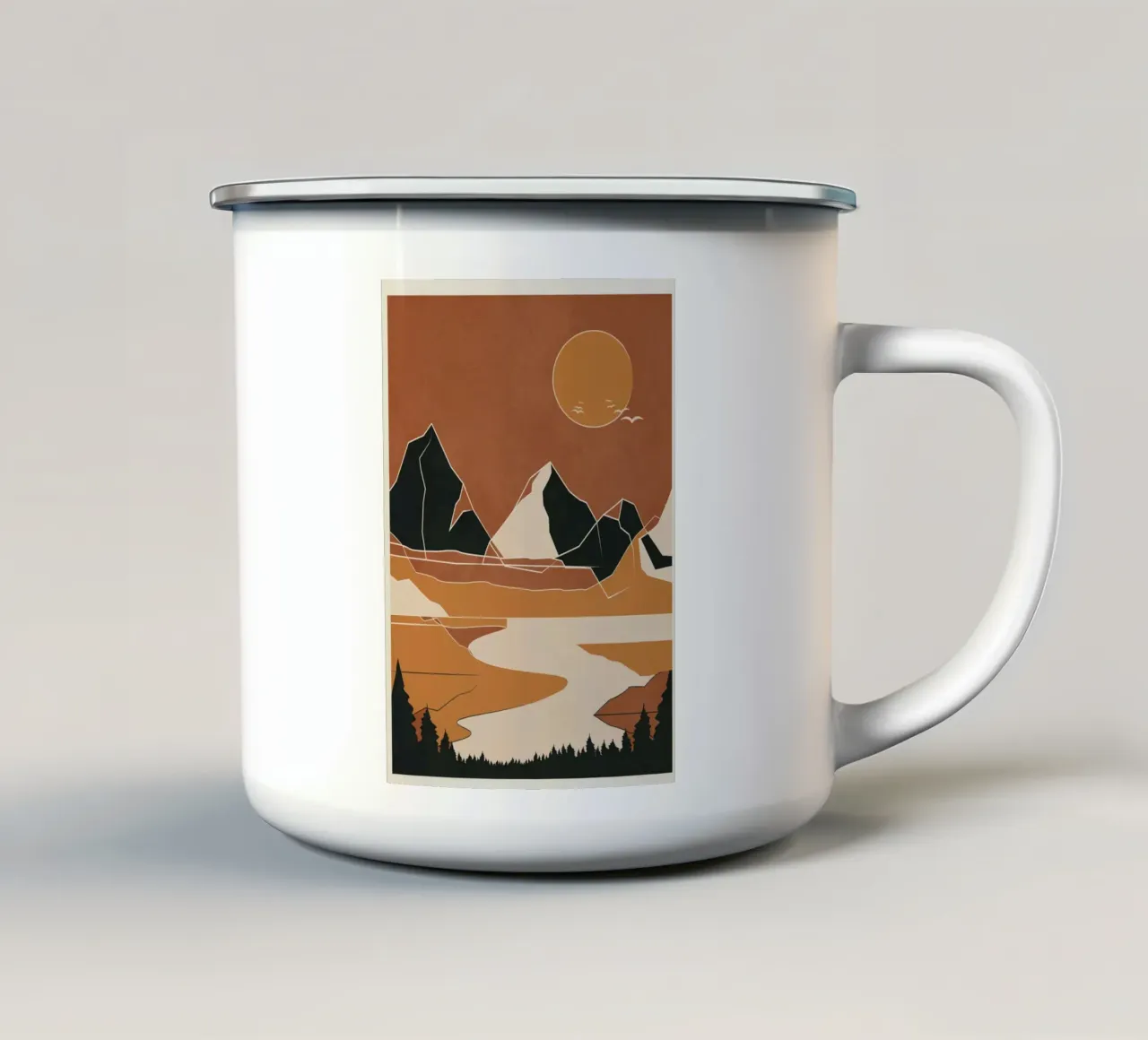 Minimal Abstract Art Landscape 02 emaille mok van Nadjaa