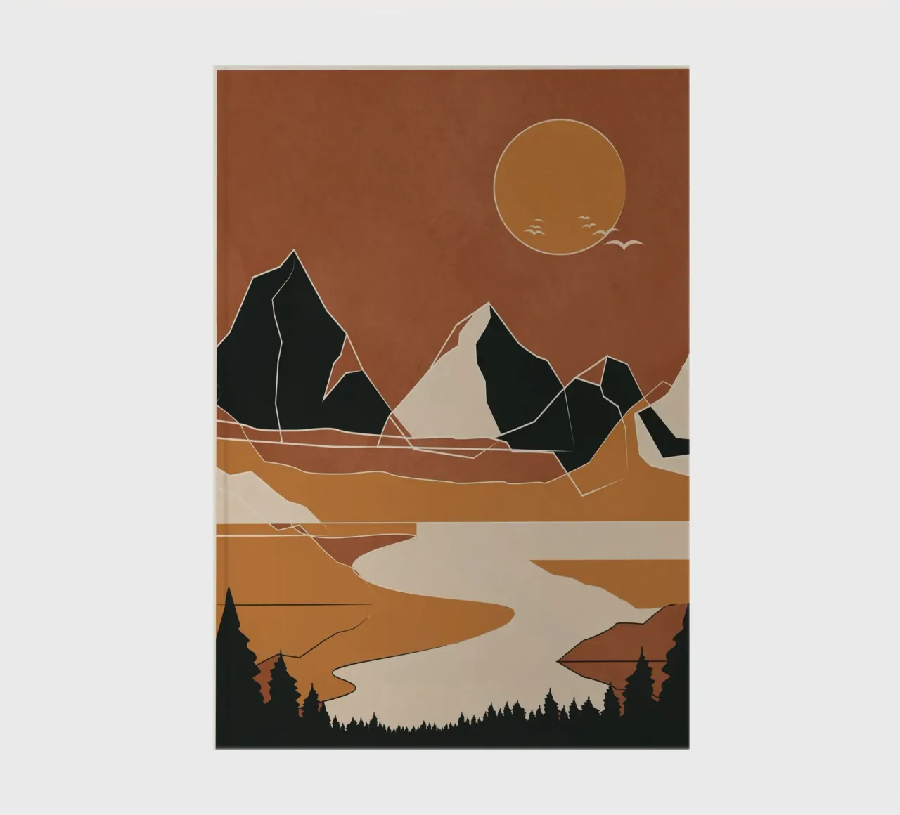 Minimal Abstract Art Landscape 02 notebook by Nadjaa