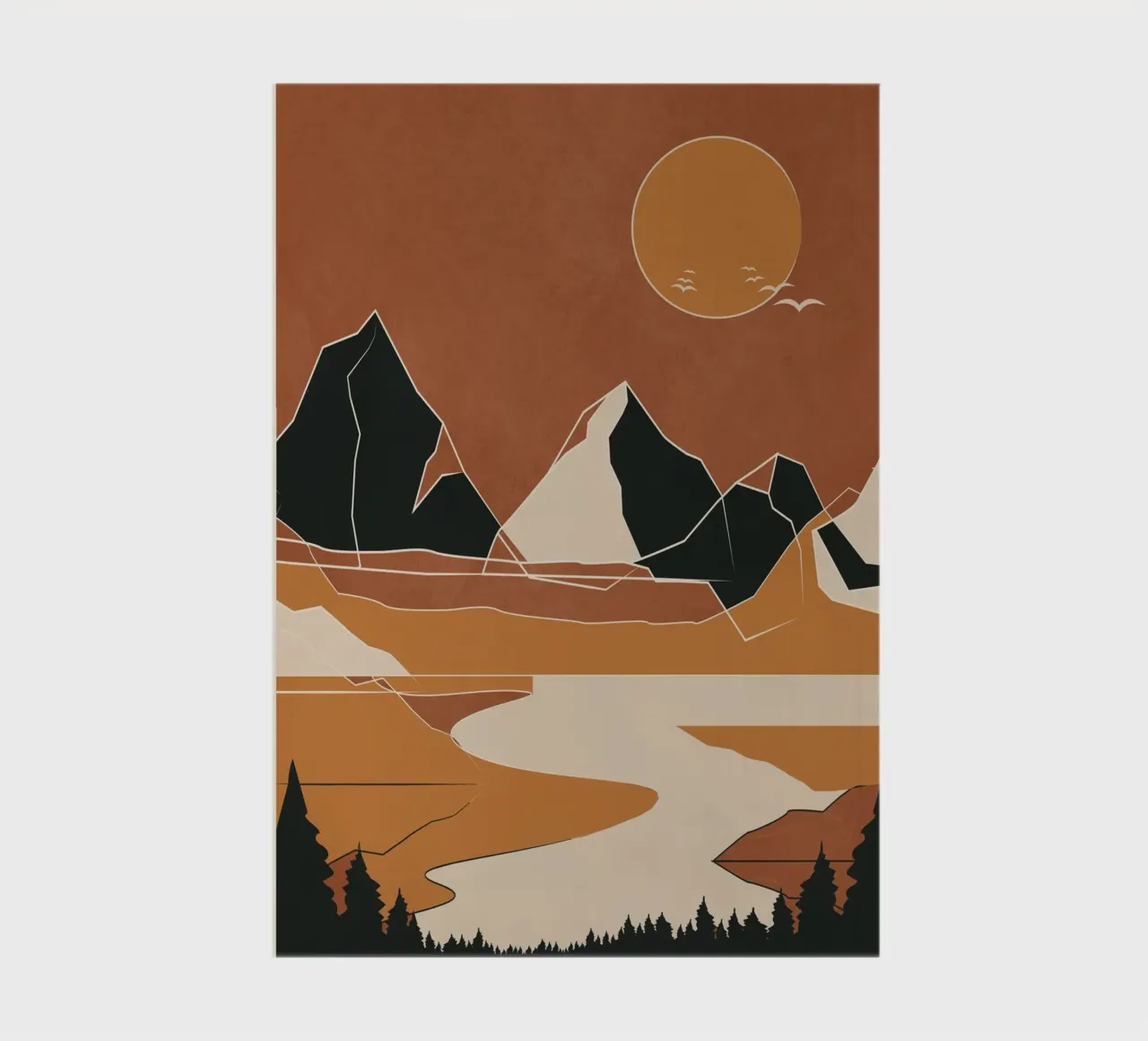 Minimal Abstract Art Landscape 02 notebook by Nadjaa