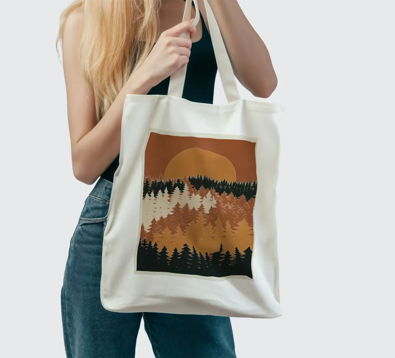 Minimal Abstract Art Landscape 03 borsa in juta da Nadjaa