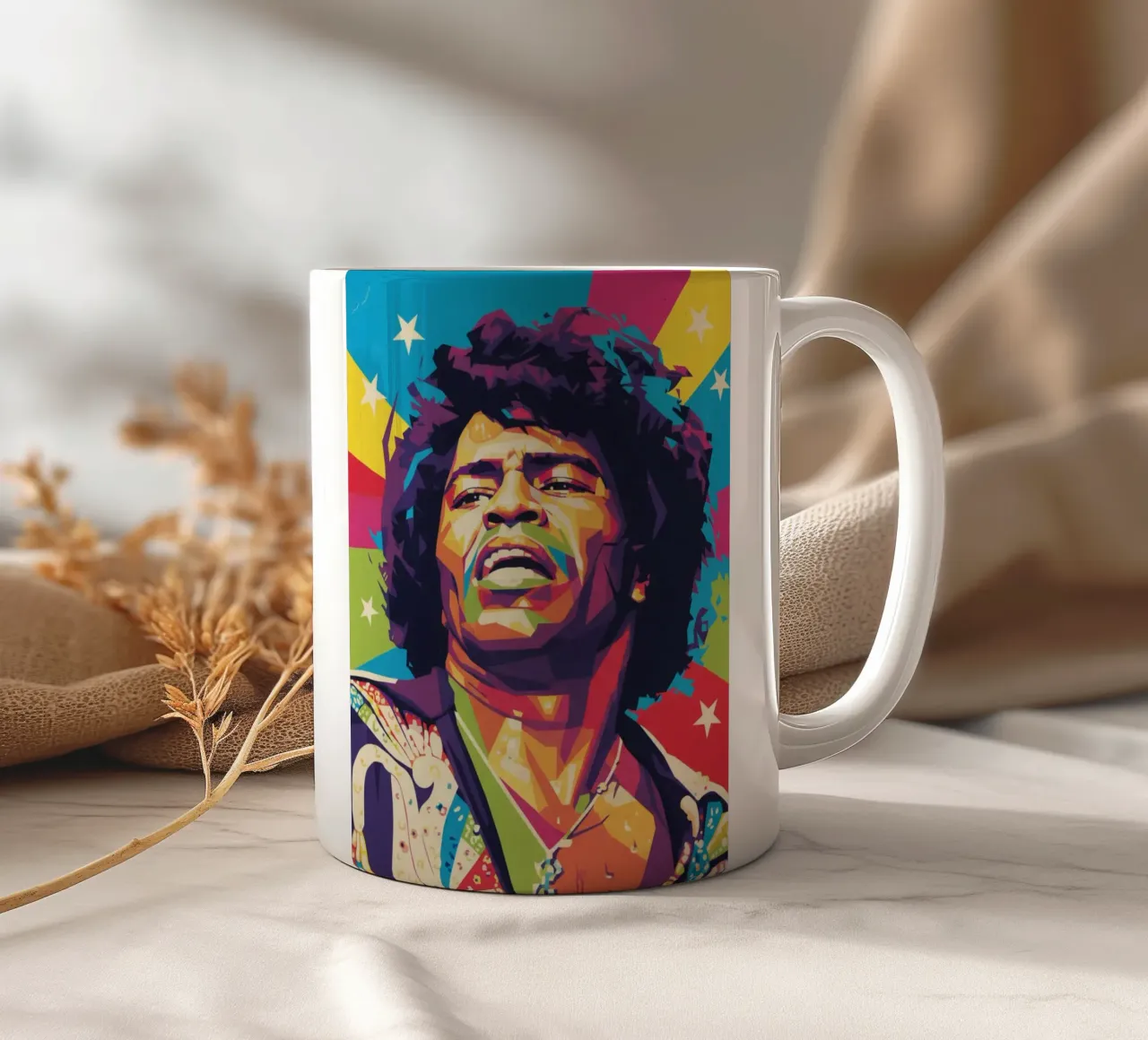 Ritratto pop art di James Brown tazza in ceramica da Hantamrata