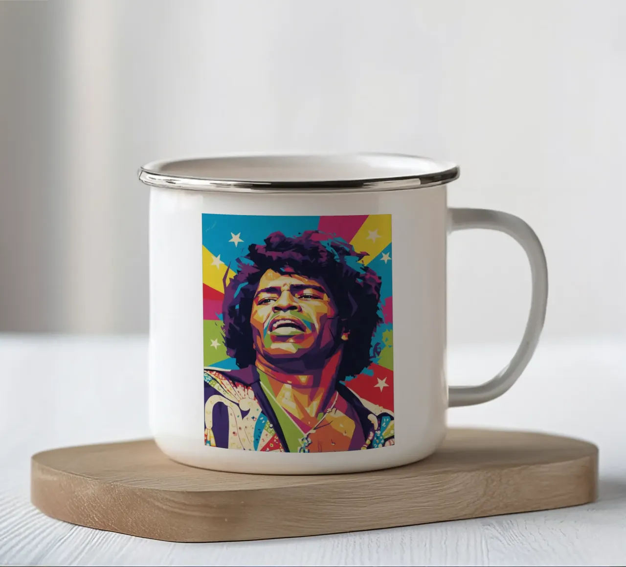 Ritratto pop art di James Brown tazza in smalto da Hantamrata