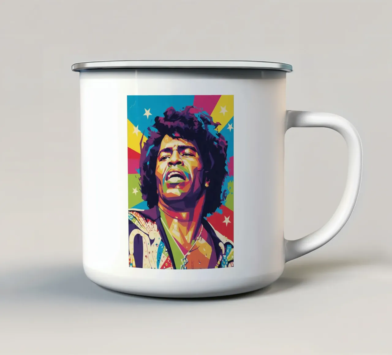 Ritratto pop art di James Brown tazza in smalto da Hantamrata
