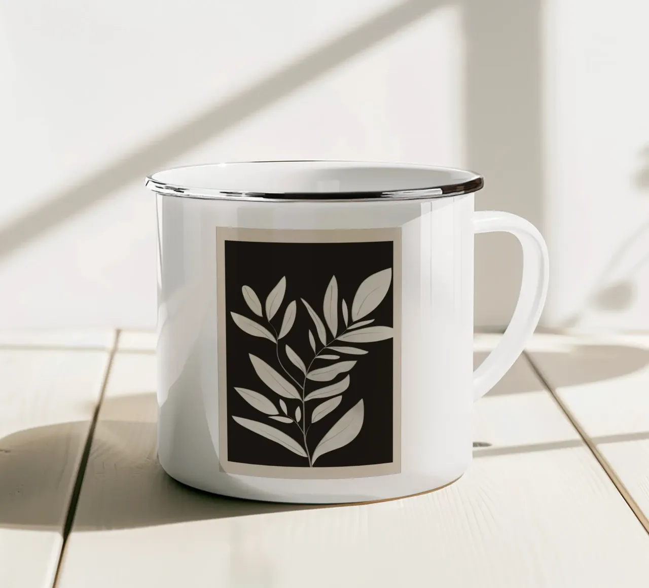 Minimalist plants & leaves Art 3 tazza in smalto da Nadjaa
