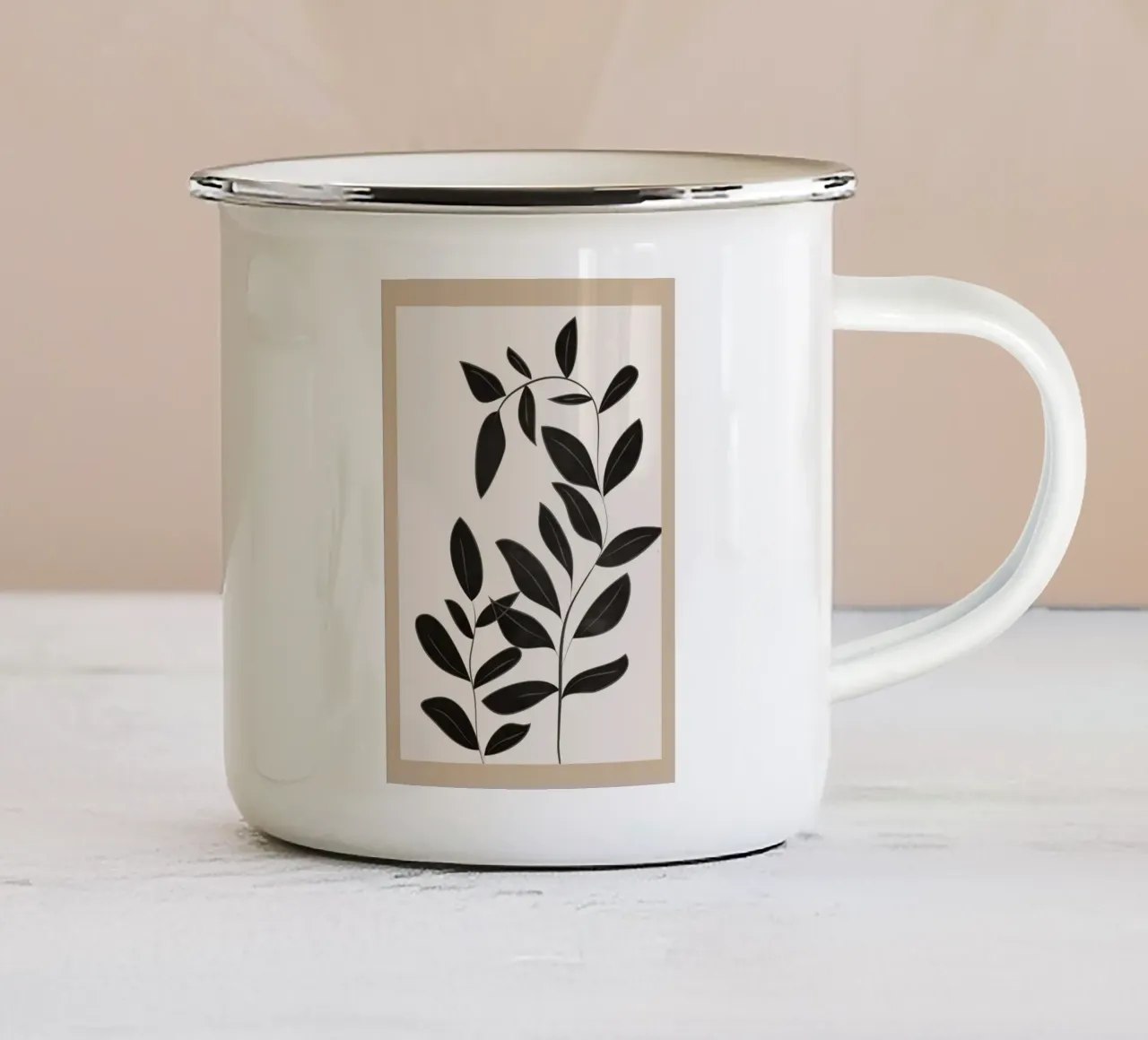 Minimalist plants & leaves Art 4 tazza in smalto da Nadjaa