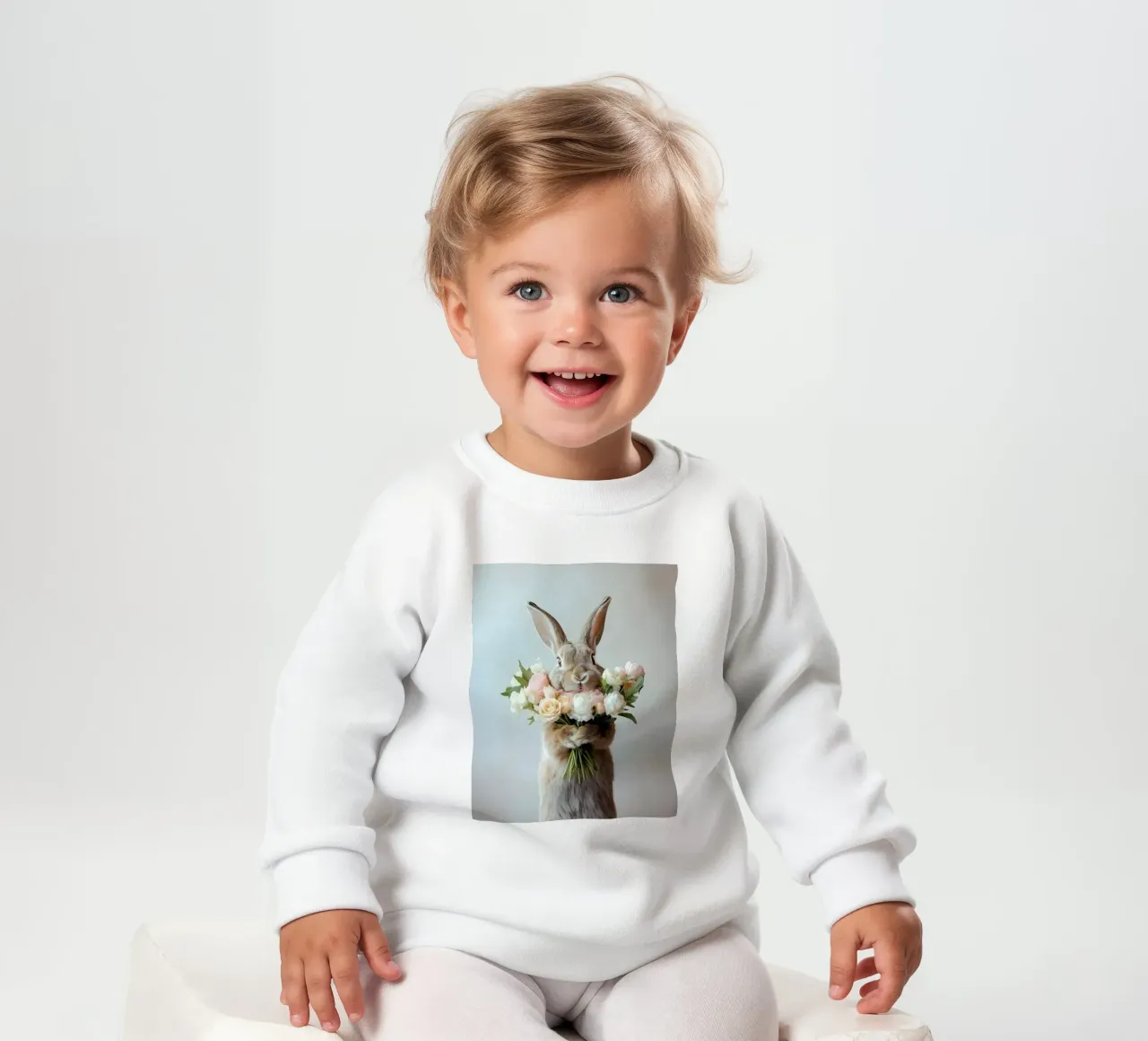 Coniglietto con bouquet felpa neonato da Pixel Boy