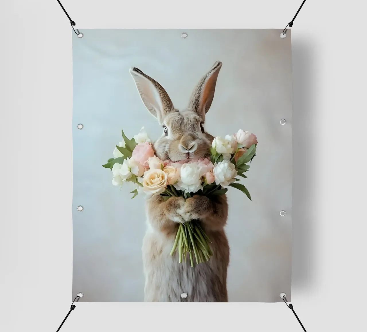 Coniglietto con bouquet telo in pvc da Pixel Boy