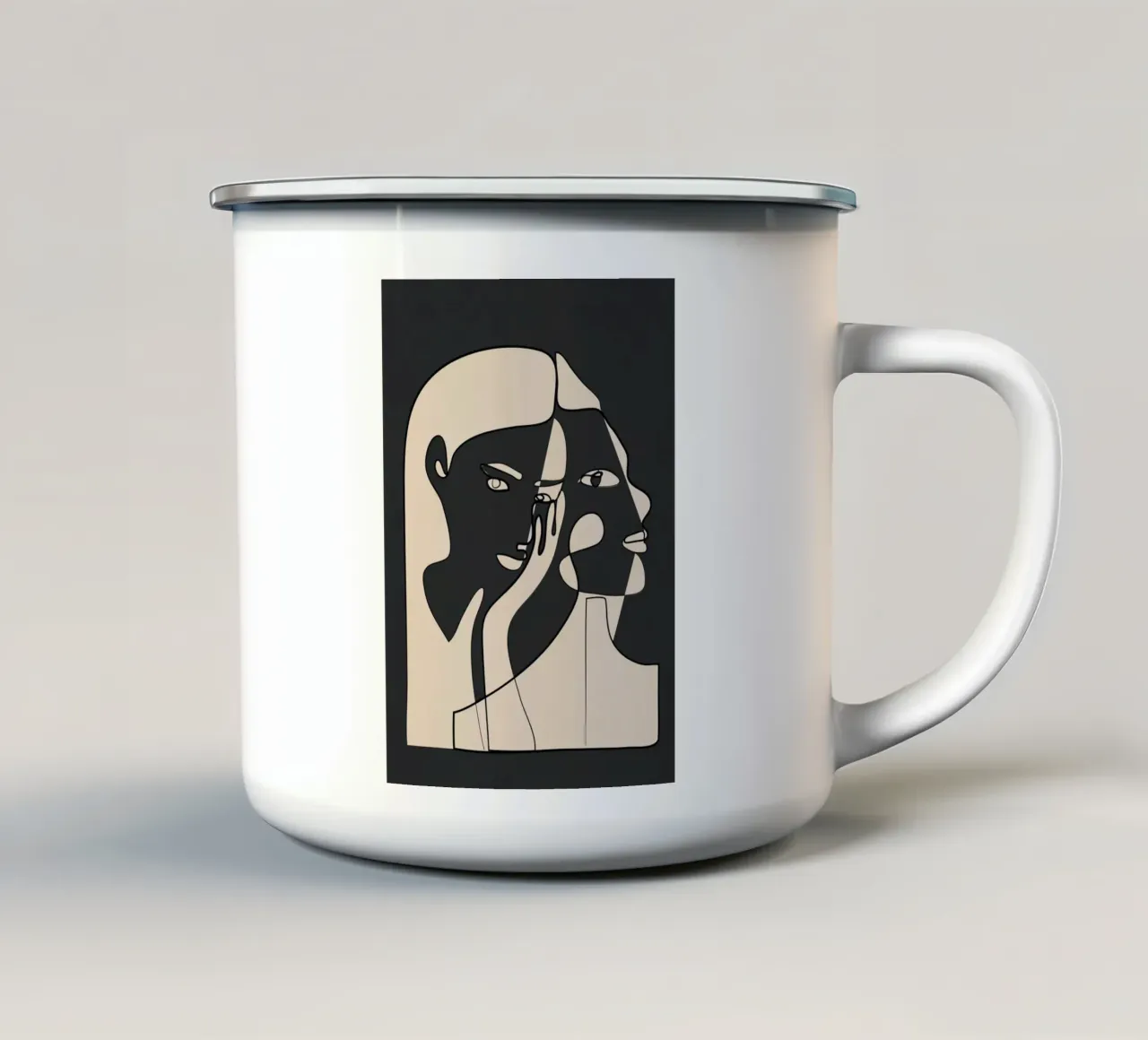 Abstract Faces 14 emaille mok van Nadjaa