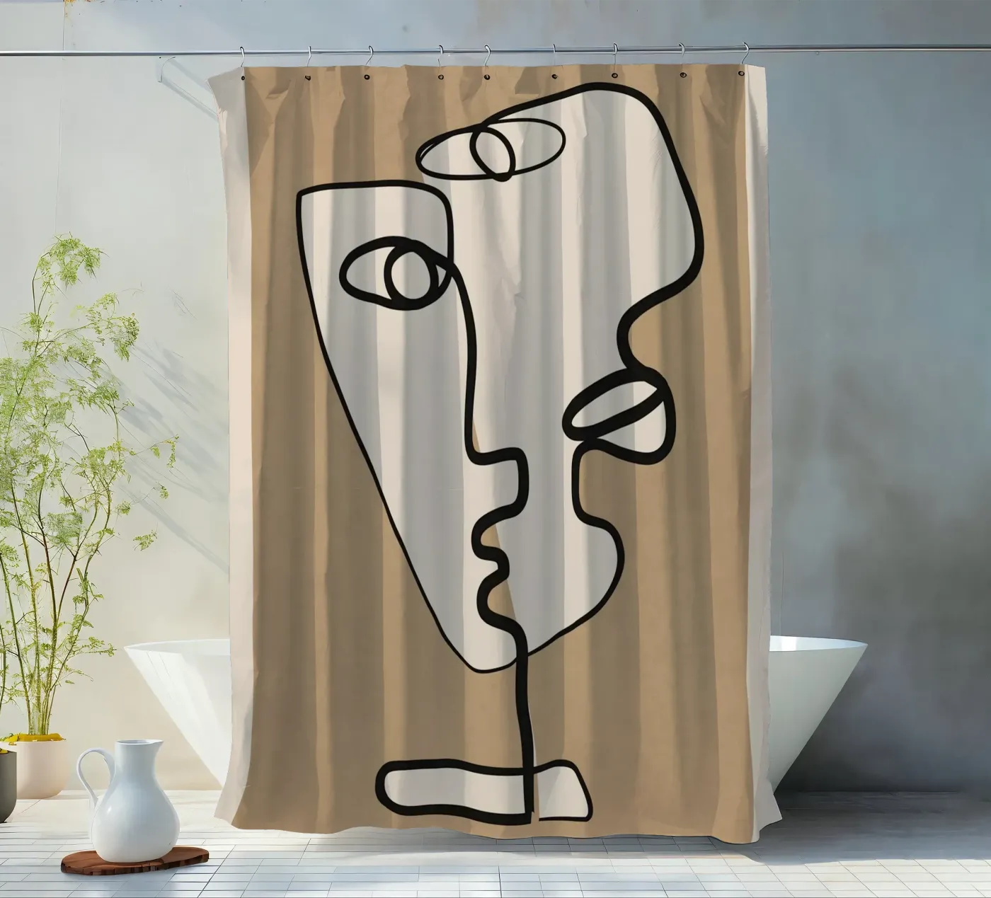 Interwoven Faces 2 douchegordijn van Nadjaa