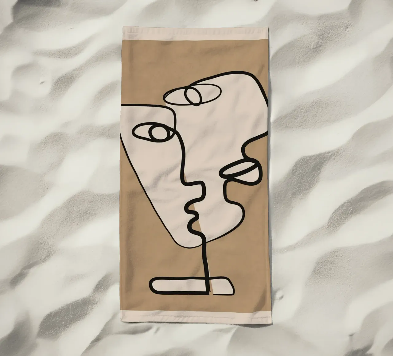 Interwoven Faces 2 beach towel by Nadjaa