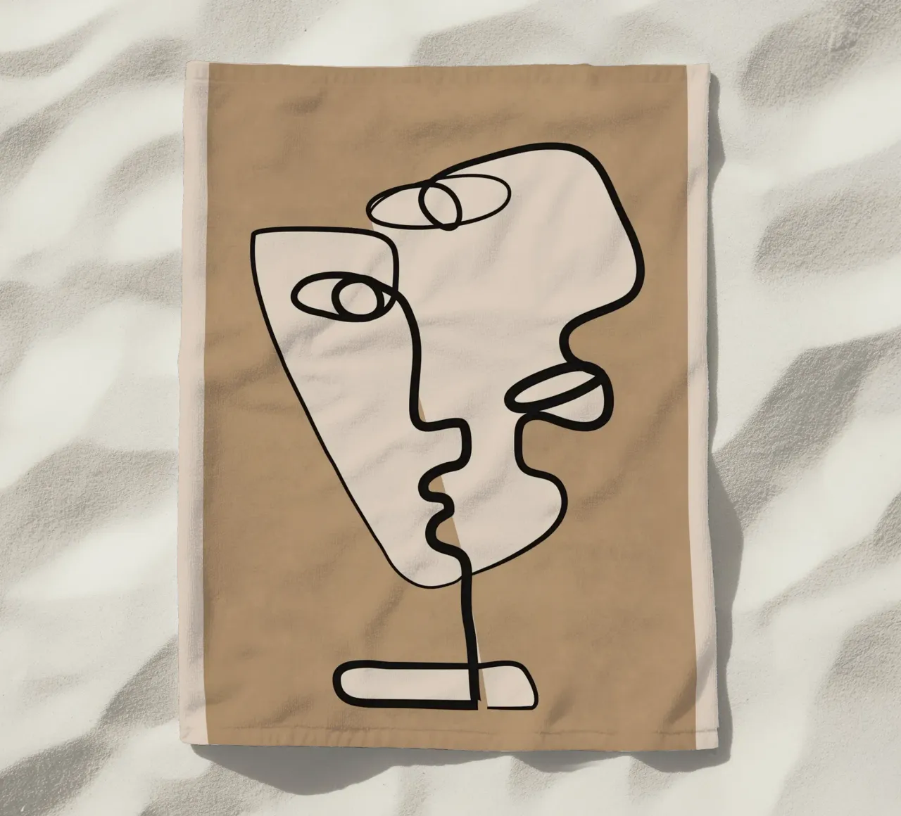 Interwoven Faces 2 beach towel by Nadjaa