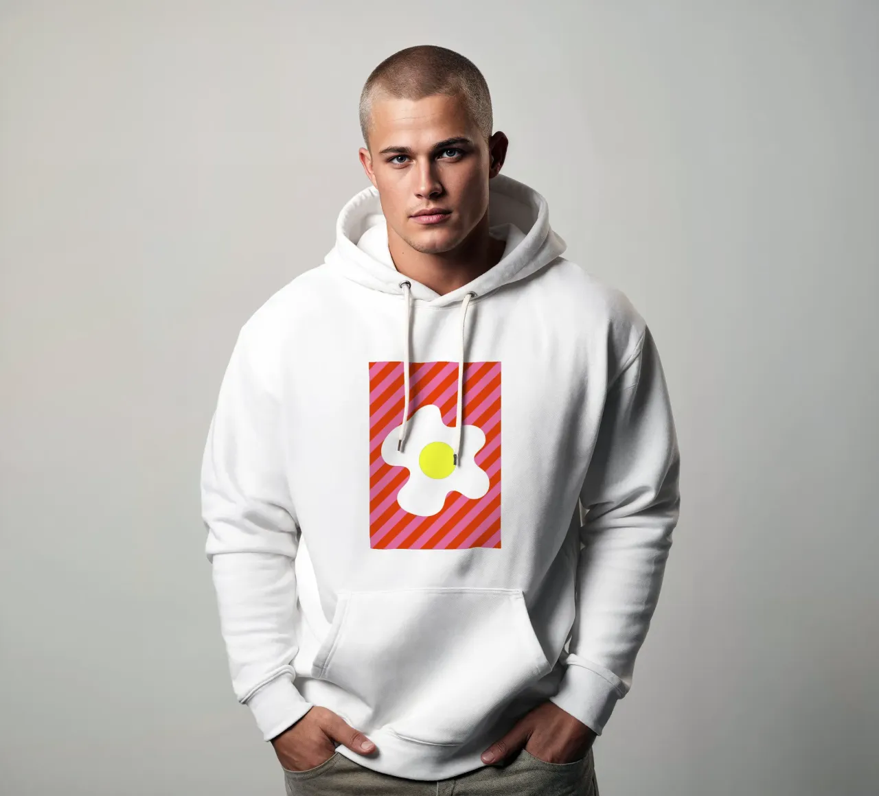 Egg Retro Line Strip felpa con cappuccio da galihstudio