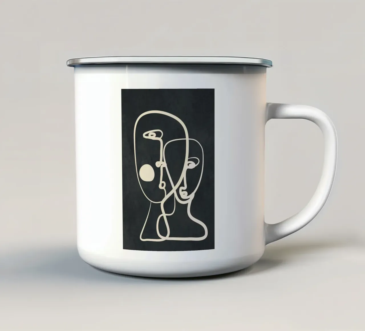 Abstract Pair Portrait 2 emaille mok van Nadjaa