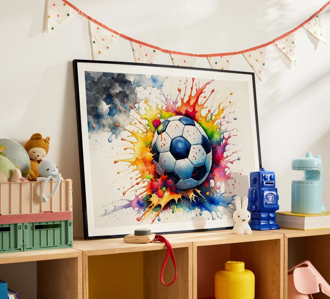 Ballon de football en aquarelle poster de ARTVI-SHOP