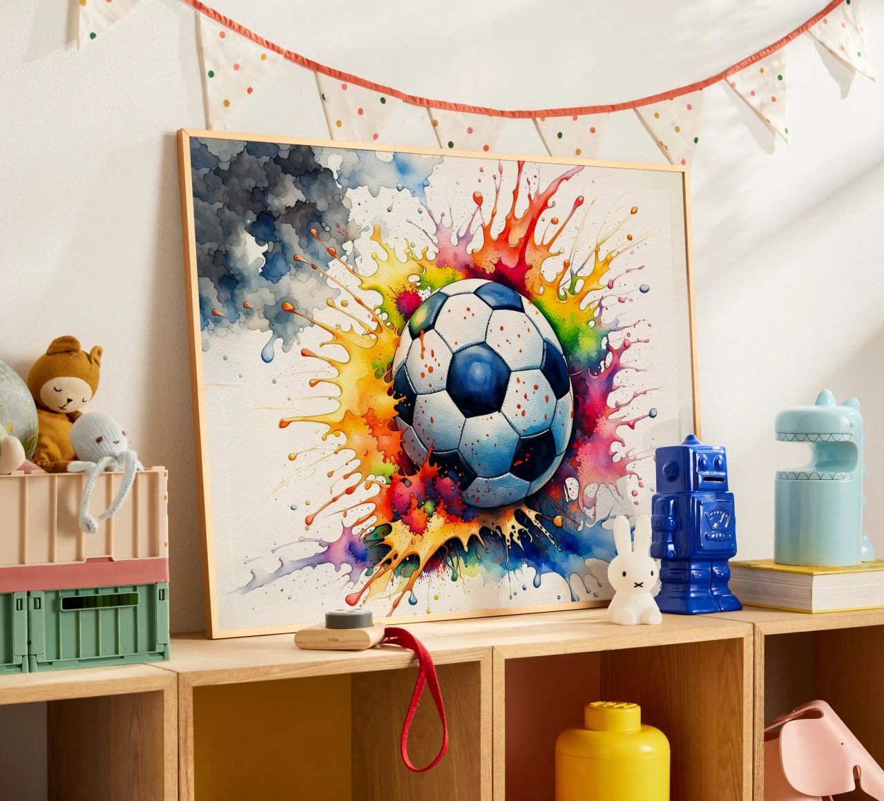 Ballon de football en aquarelle poster de ARTVI-SHOP