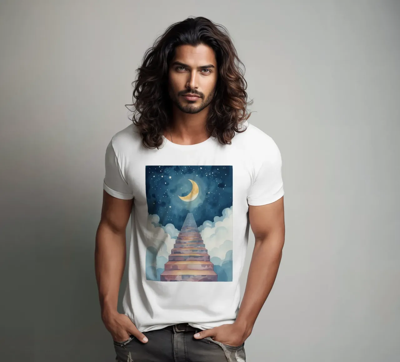 Scala verso il cielo illuminato dalla luna t-shirt da DesignDoodle
