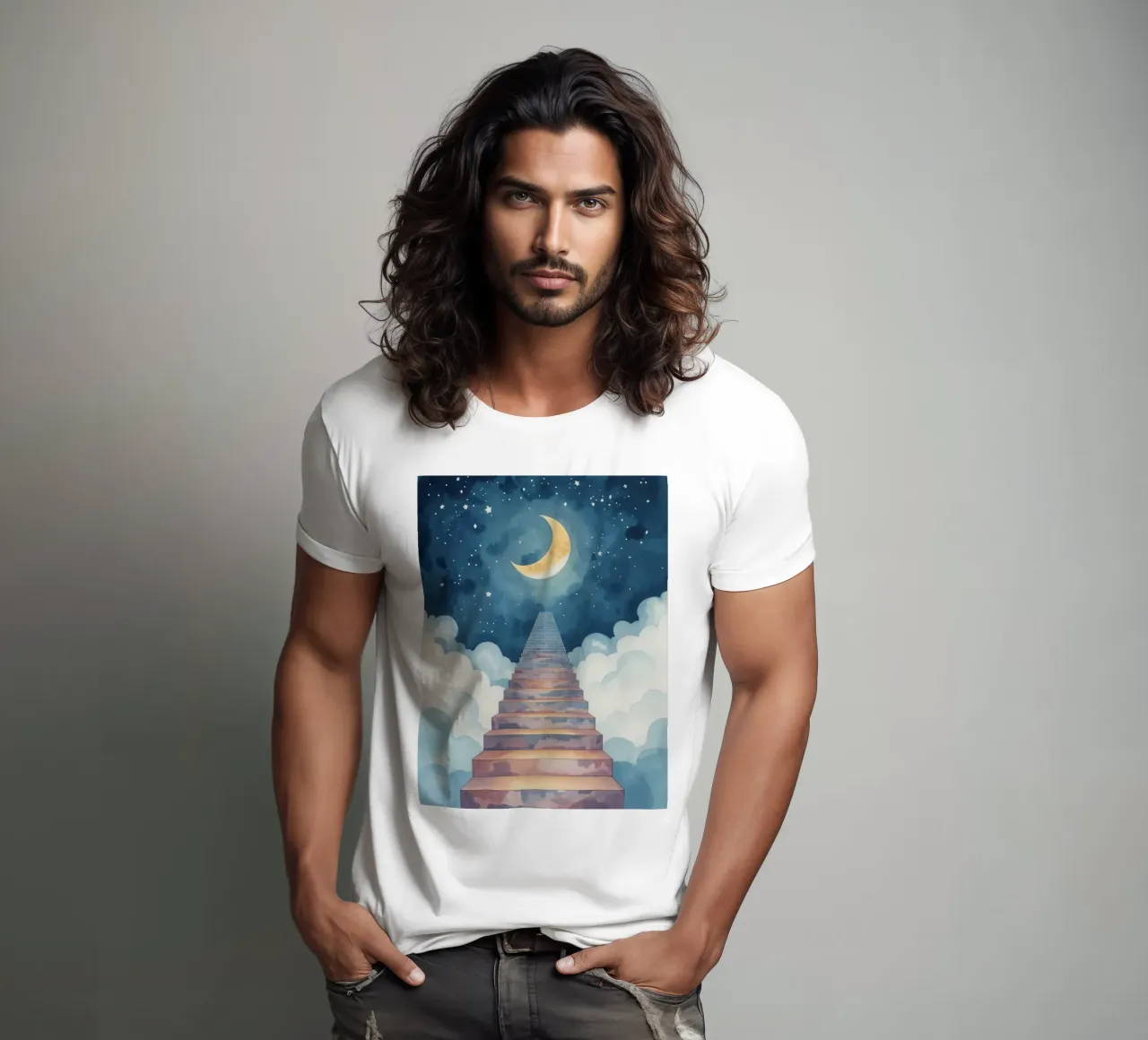 Scala verso il cielo illuminato dalla luna t-shirt da DesignDoodle