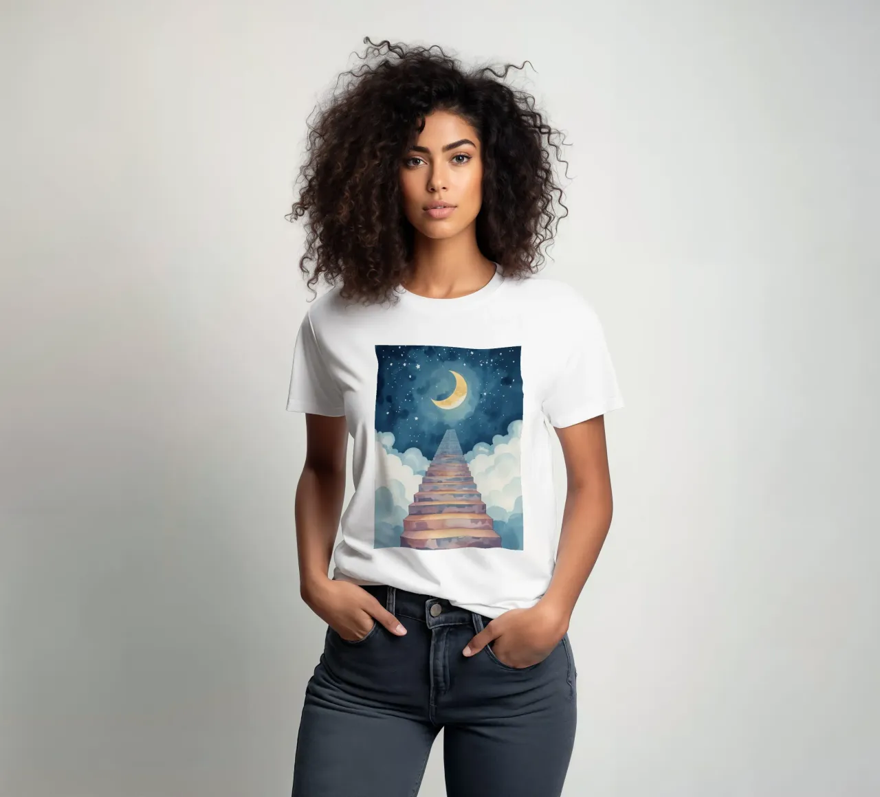 Scala verso il cielo illuminato dalla luna t-shirt da DesignDoodle