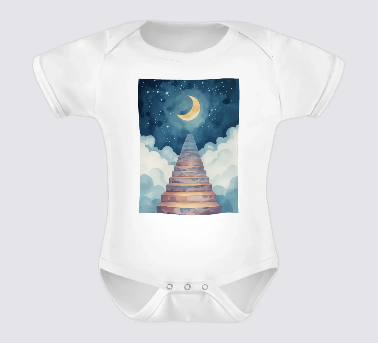 Scala verso il cielo illuminato dalla luna body neonato maniche corte da DesignDoodle