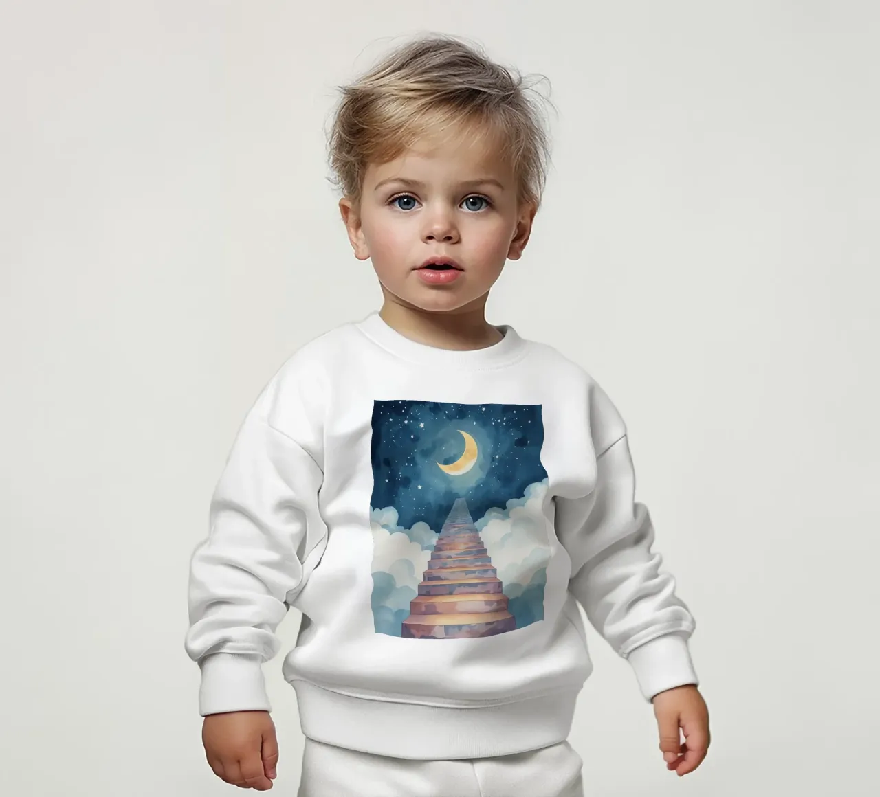 Scala verso il cielo illuminato dalla luna felpa neonato da DesignDoodle