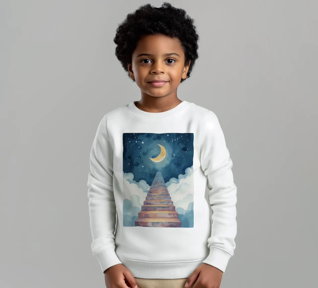 Scala verso il cielo illuminato dalla luna felpa bambino da DesignDoodle