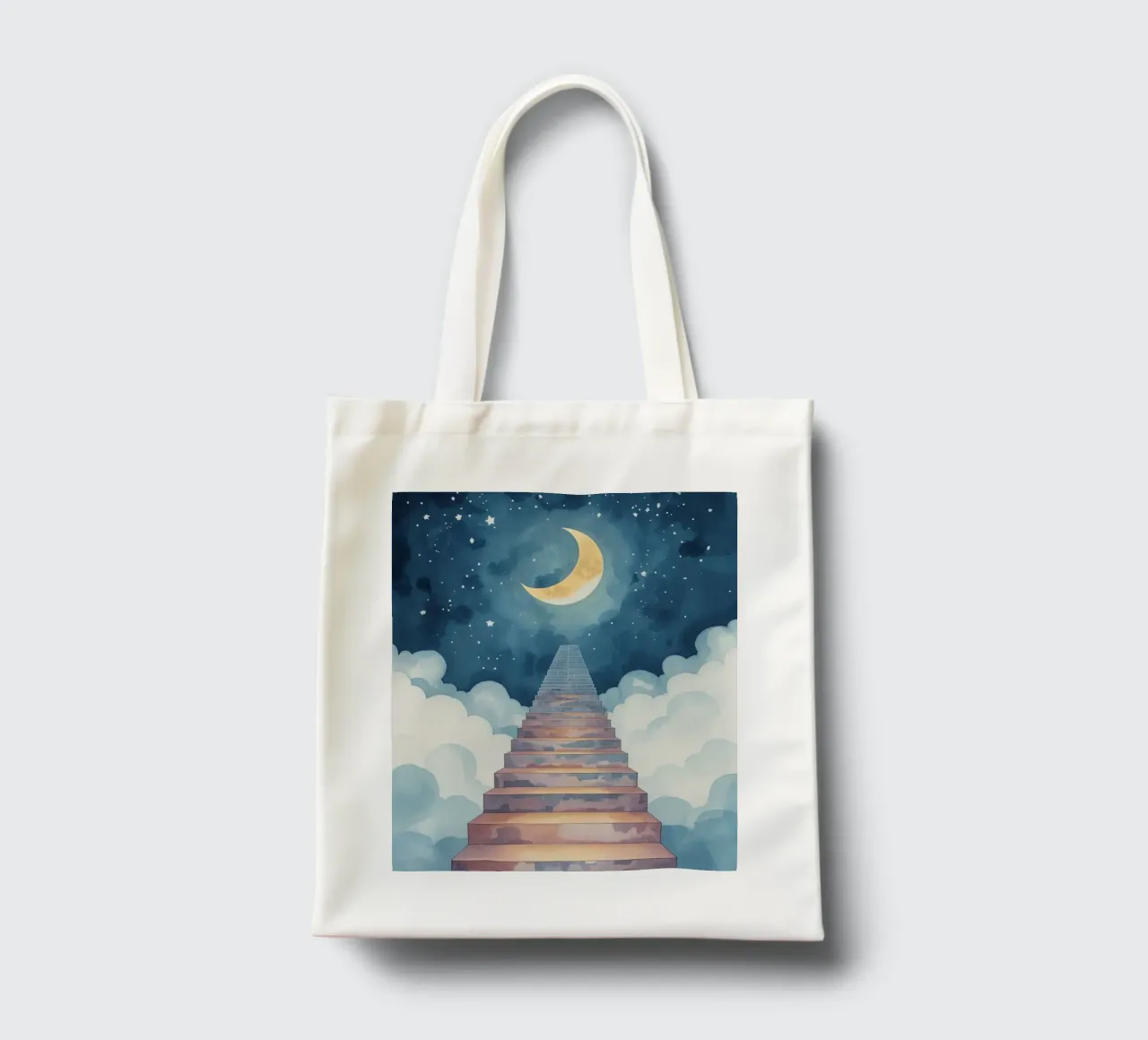 Scala verso il cielo illuminato dalla luna borsa in juta da DesignDoodle